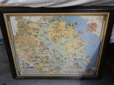 A framed and glazed map of Yorkshire produced by British Rail. *COLLECT ONLY*