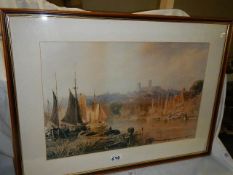 A framed and glazed print 'Lincoln from the South West' by Peter Dewint.