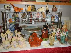 A mixed lot of ceramics including Lustre ware, R A F tankard, plates, Japanese coffee set,