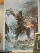 A framed and glazed poster 'Assasin's Creed IV Black Flag'.