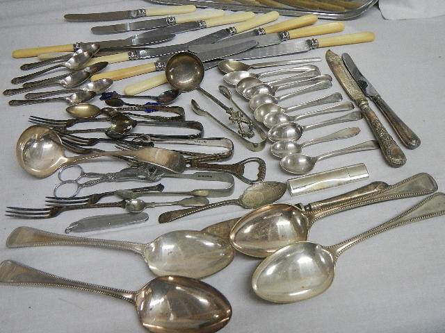 A mixed lot of cutlery and a tray. - Image 4 of 6