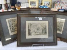 Four oak framed prints.