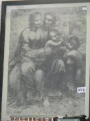 A framed and glazed print entitled 'The Leonardo Cartoon'