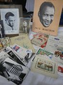 A mixed lot of ephemera including signed Paul Robeson.