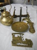 Six items of brass ware including paper clip.