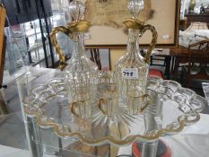 A Victorian glass drinks set on tray.