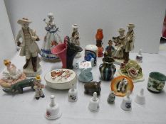 A mixed lot of ceramics including figures.