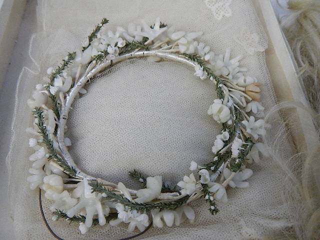 Two vintage wedding headresses and veils. - Image 2 of 3