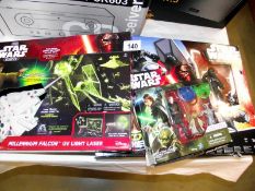 Boxed and sealed Star Wars 'The Force Awakens', 'Millenium Falcon uv laserlight' and 1 other (1