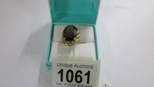 A 9ct gold ring set large stone, size L, 4.5 grams.