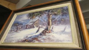 An oil on board winter scene signed Alan Grosvenor, COLLECT ONLY.