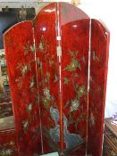 A Chinese lacquered four fold screen, COLLECT ONLY.