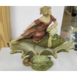 A Royal Dux figure of a lady on shelf, 27cm, no damage.