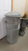 Three galvanised dustbins, COLLECT ONLY,
