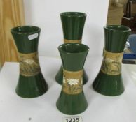 Four Lovatt's Langley lead glazed vases, 15 cm, 17 cm, 18 cm and 20 cm.