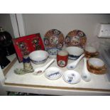 A selection of Oriental pottery including tea bowls, plates, spoons etc