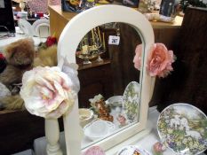 A painted wooden dressing table mirror