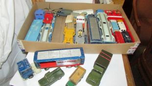 A quantity of playworn Corgi die-cast commercial vehicles including military.