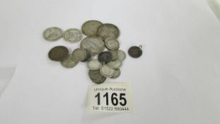 28 pre 1920 silver coins, 77 grams.