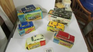 Four Corgi toys in original boxes including Ford Cortina, Hillman Imp, Chevrole Corvette etc.,