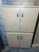 A pair of light wood finished office cabinets (81cm x 61cm x 73cm high)