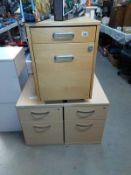 3 pine effect office drawer units (61cm x 40cm x height 56cm x 2 and 62cm x 46cm x height 63cm),