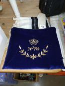 A Jewish Tallit in velvet pouch/bag