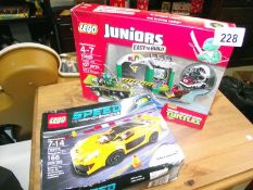 A sealed Lego Juniors Mutant Ninja Turtles 10669 and Lego Speed Champions 75909 McLaren P1