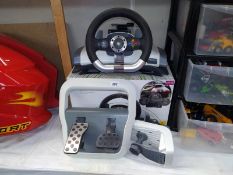 An Xbox 360 wireless racing wheel