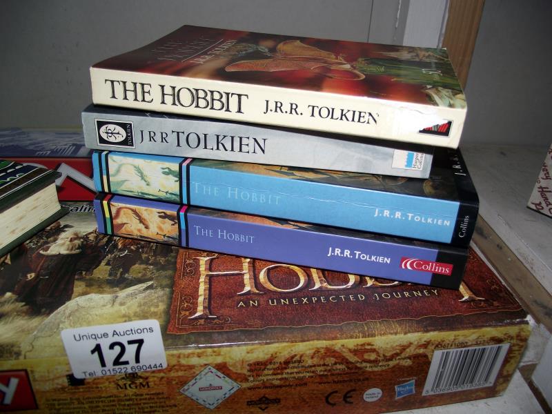 A Hobbit Monopoly (includes all pieces) and various copies of the Hobbit including hardback - Image 2 of 3