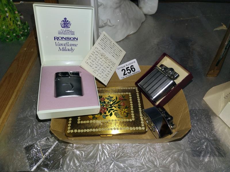 3 Ronson lighters and a cigarette case