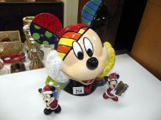 A large Disney Britton limited edition Mickey Mouse biscuit storage jar and Mickey and Minnie salt