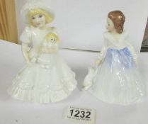 A Royal Worcester figurine, Katie and a Royal Doulton figure Andrea Hn 3058.