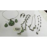 Four late 19th/early 20th century necklaces and two pairs of earrings.