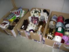 A good lot of candles, candle holders, new packs of tissues, pot pourri etc (some candles have