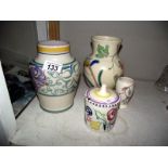 Honiton and Poole pottery vases