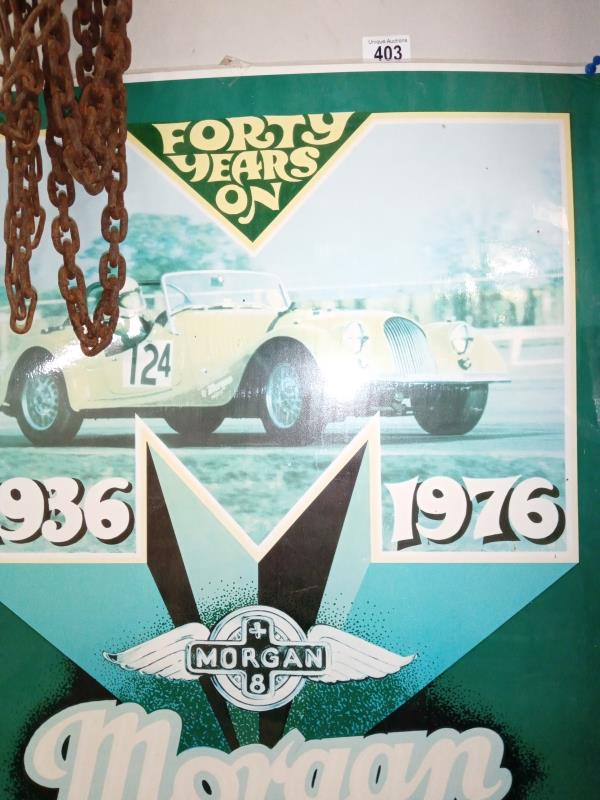 A large laminated Morgan 40 years sports car poster 1936 - 1976 COLLECT ONLY - Image 2 of 2