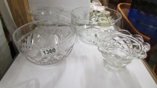 Two cut glass bowls and two others.