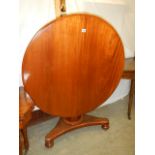 A Victorian mahogany circular tip top centre pedestal table. COLLECT ONLY.