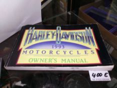 A 1993 Harley Davidon motorcycles owners manual