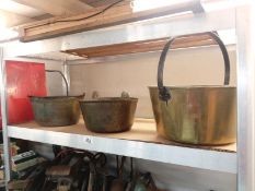 3 heavy brass jam pans, COLLECT ONLY