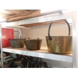 3 heavy brass jam pans, COLLECT ONLY