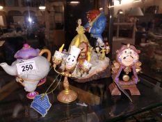 4 Disney traditions Beauty and the Beast figures including Tales as old as time, etc