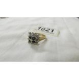 A yellow gold diamond and sapphire ring, size N, 4.4 grams (Hallmark indistinguishable)