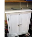 A bathroom sink pedestal cupboard (with cut out for sink base) 48cm x 30cm x height 60cm COLLECT