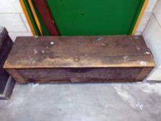 A large antique tool box containing moulding planes (112cm x 33cm x 35cm high), COLLECT ONLY