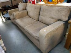 A light brown tapestry style finish large 2 seat sofa and chair, COLLECT ONLY