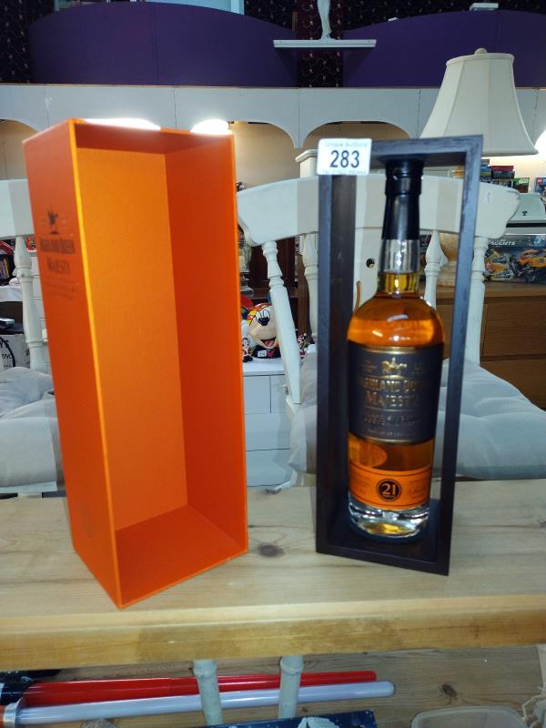 A sealed bottle of Highland Queen Majesty 21 year old Scotch whisky