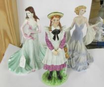 Three Coalport figurines:- Jayne, Sapphire and a schoolgirl.