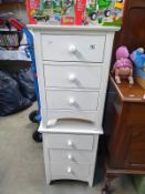 A pair of 3 drawer bedside chests, height 63cm, width 44cm, depth 43cm